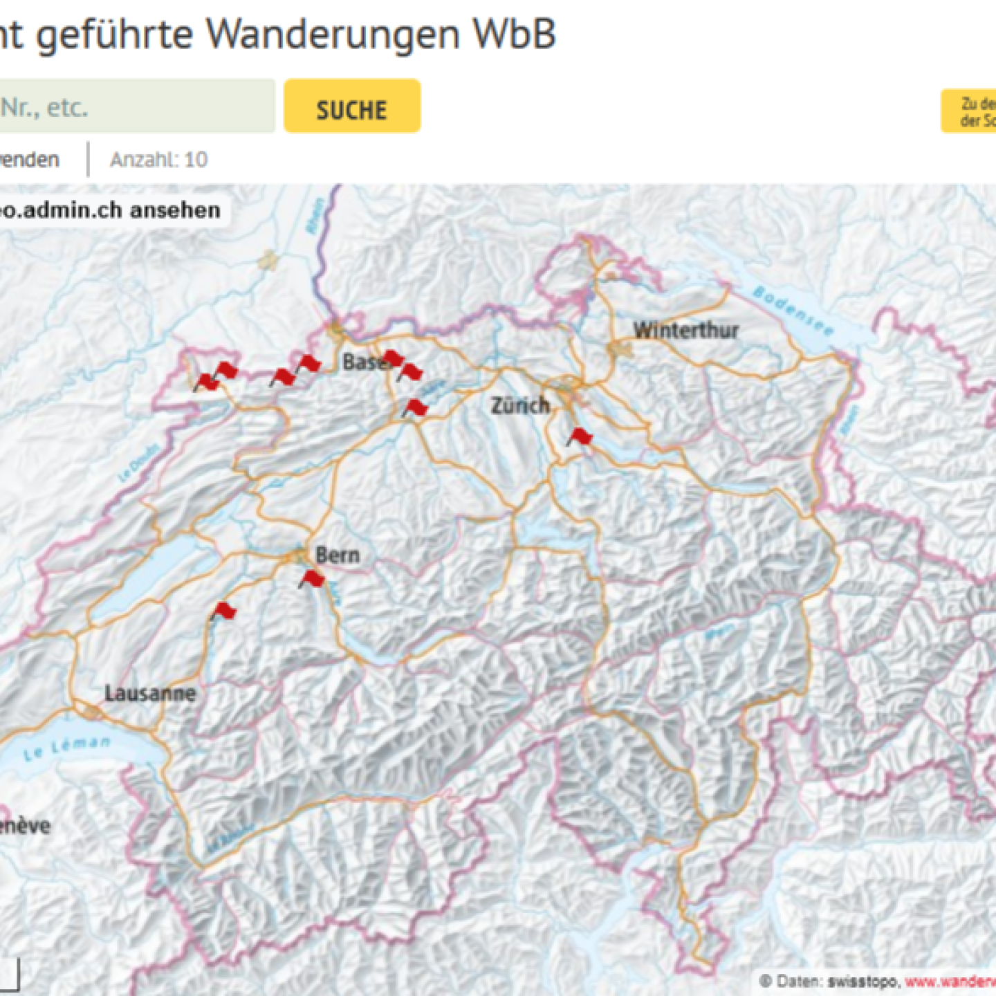 Übersichtskarte geführte Wanderungen